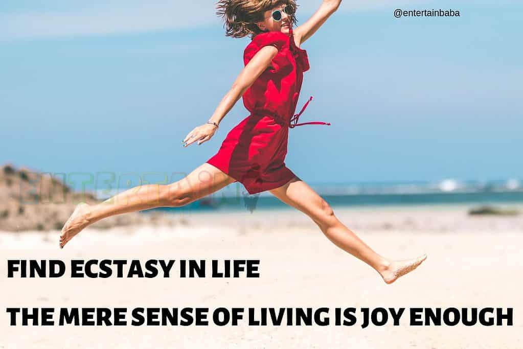 Find ecstasy in life; the mere sense of living is joy enough